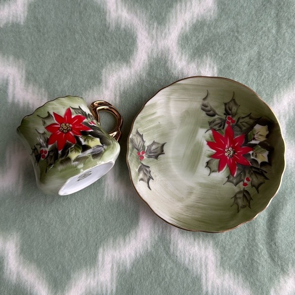 Vintage Lefton England hand painted bone china cup and saucer - Picture 3 of 9